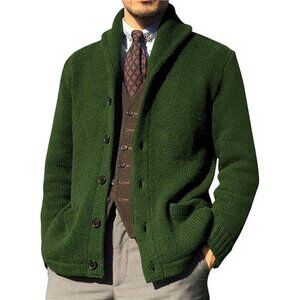 Men's Shawl Collar Cardigan Sweaters Button Down Cable Knitted